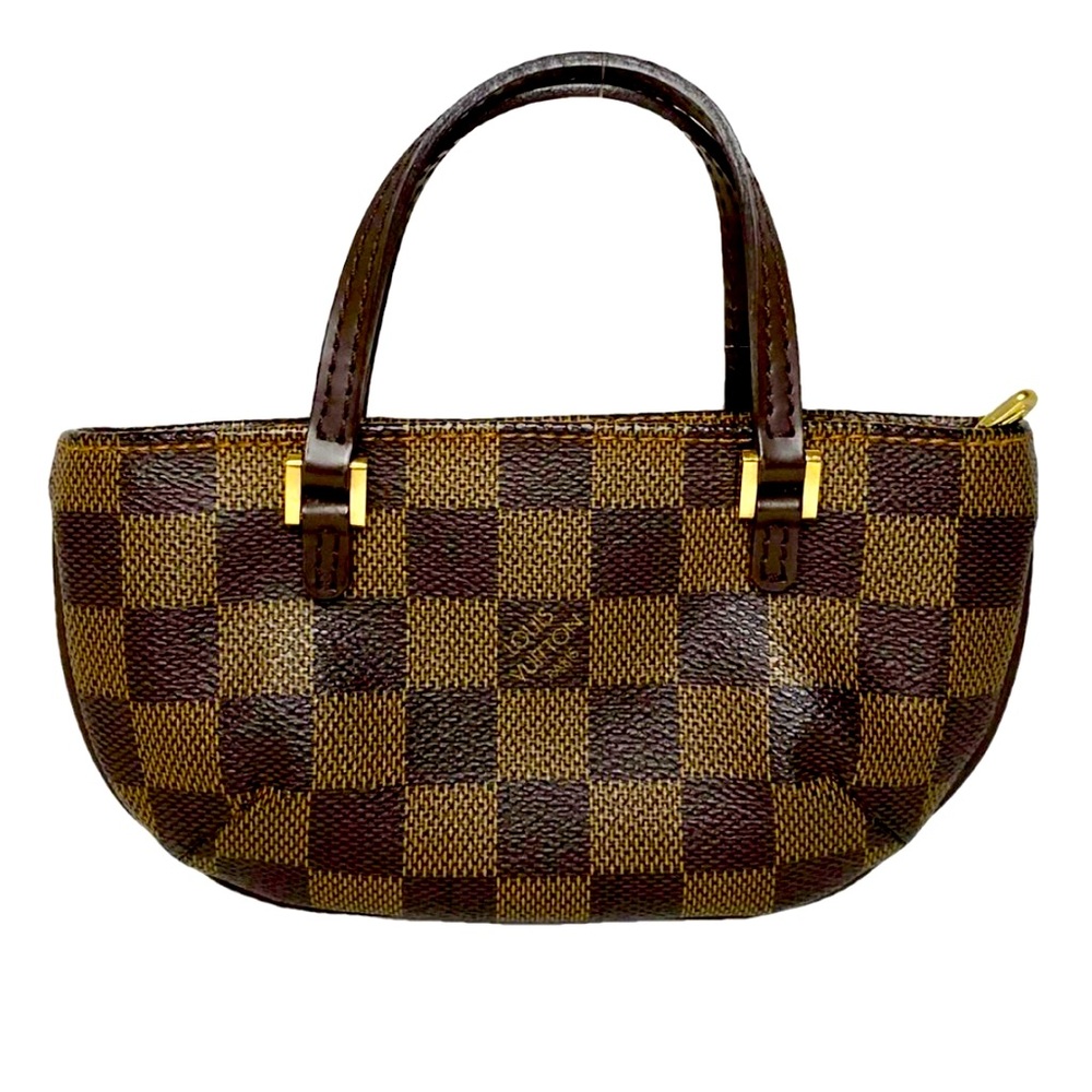 Louis Vuitton Manosque leather handbag accessory pouch in Damier Ebene